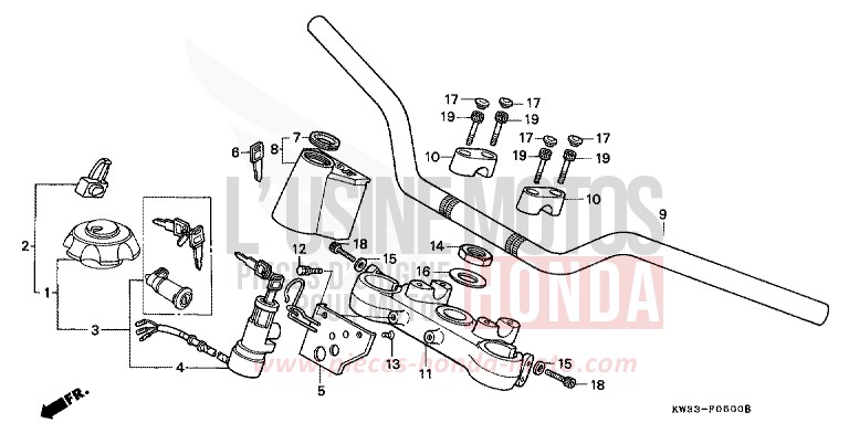 HANDLE PIPE/TOP BRIDGE for Dominator 250 PEARL CRESCENT WHITE-A (NH139) from 1988